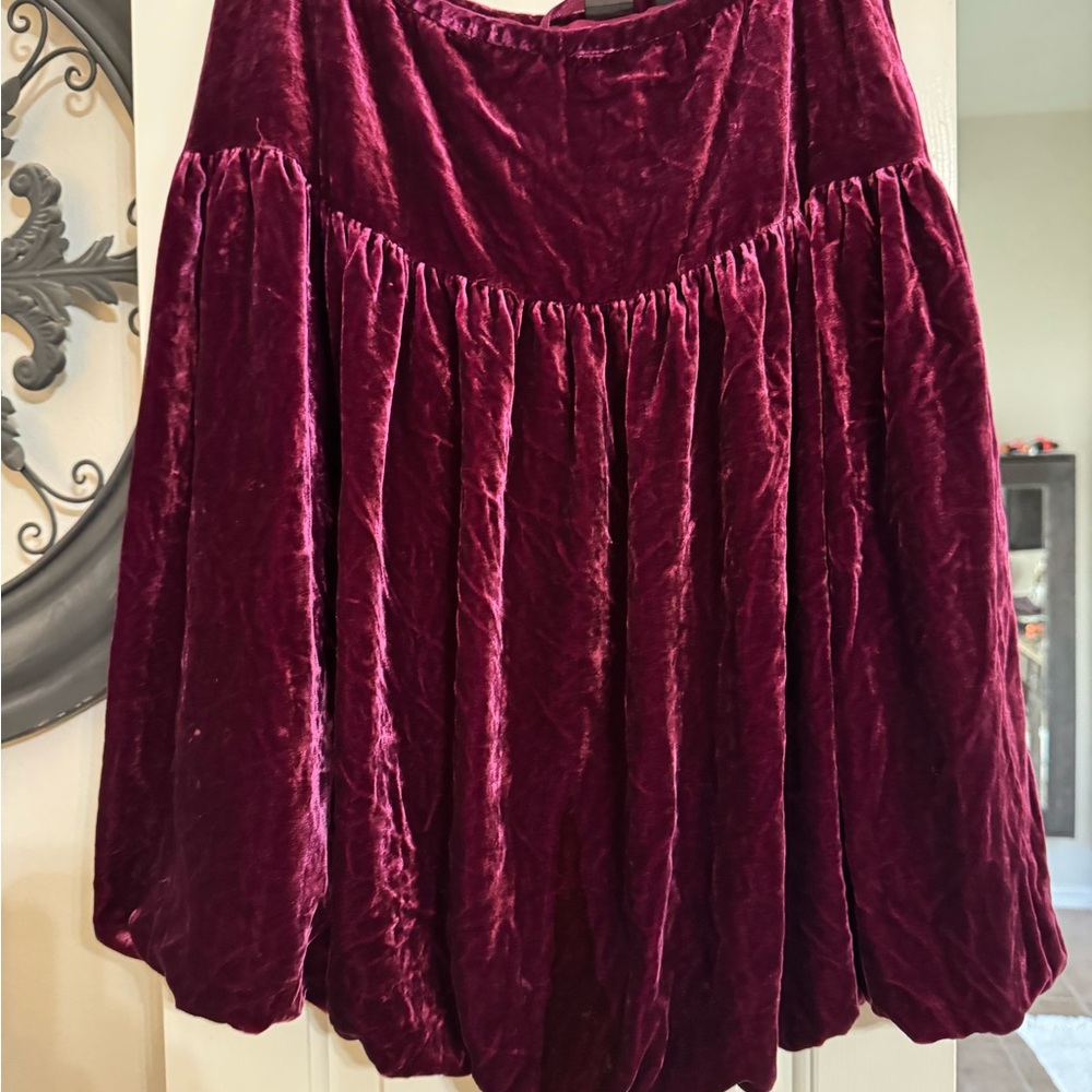 Saks Fifth Avenue Velvet A-Line Skirt in Deep Burgundy